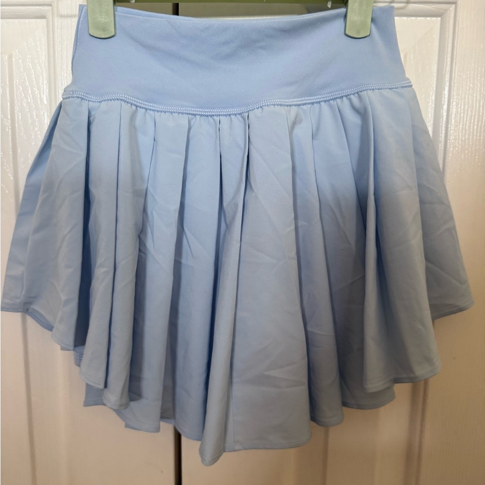 Aerie Blue Pleated Skater Mini Skirt